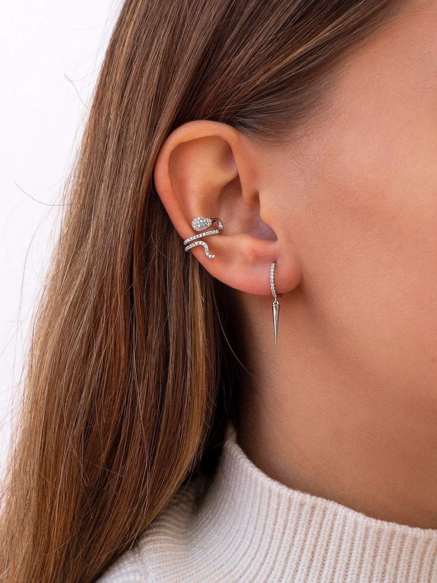 Snake cuff earrings