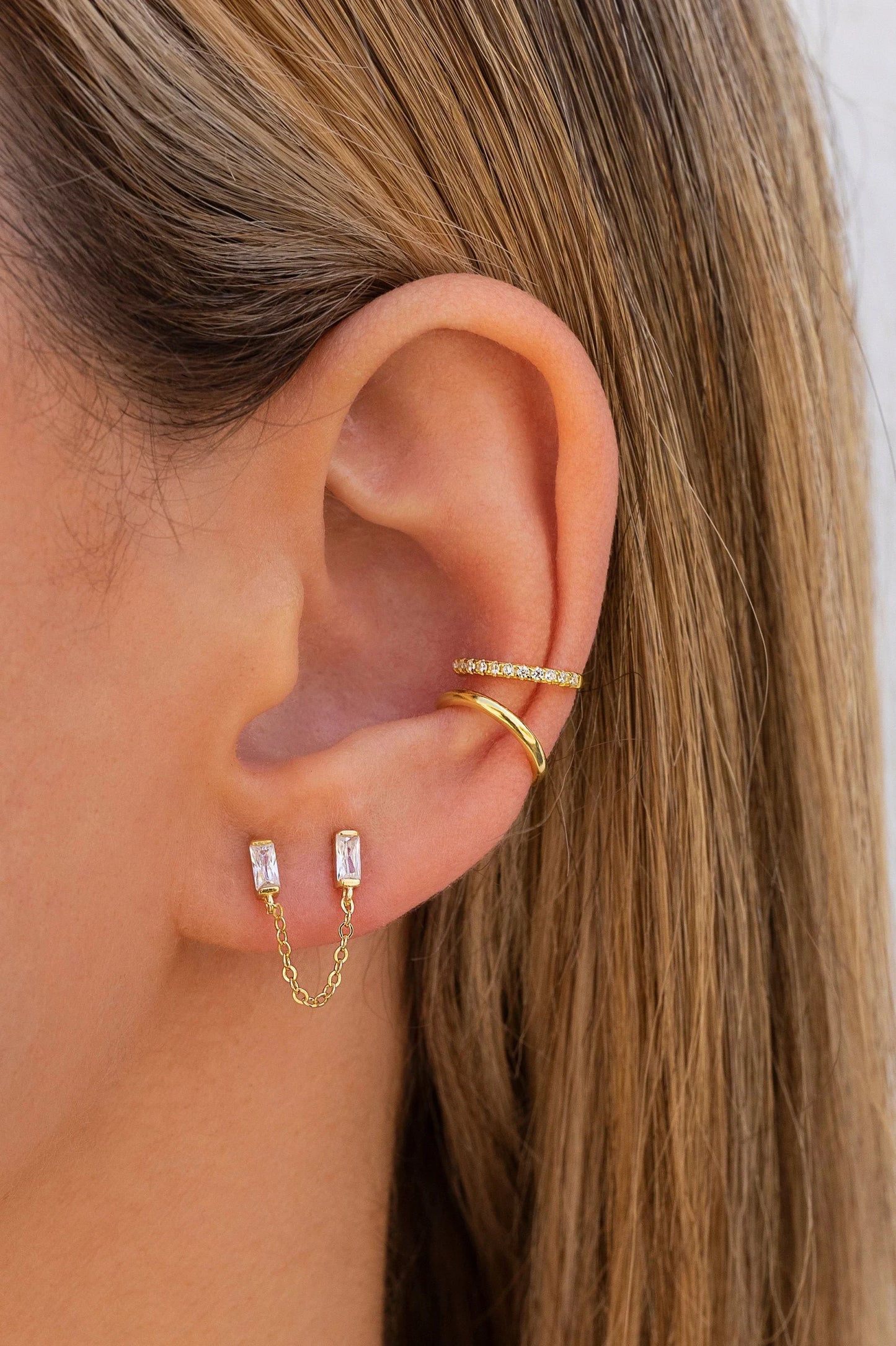 Boucles d'oreilles clous double piercing