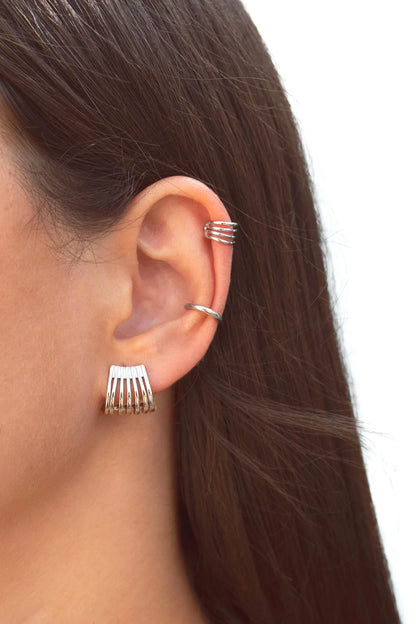 Boucles d'oreilles à bretelles, à larges lobes et multiples bandes